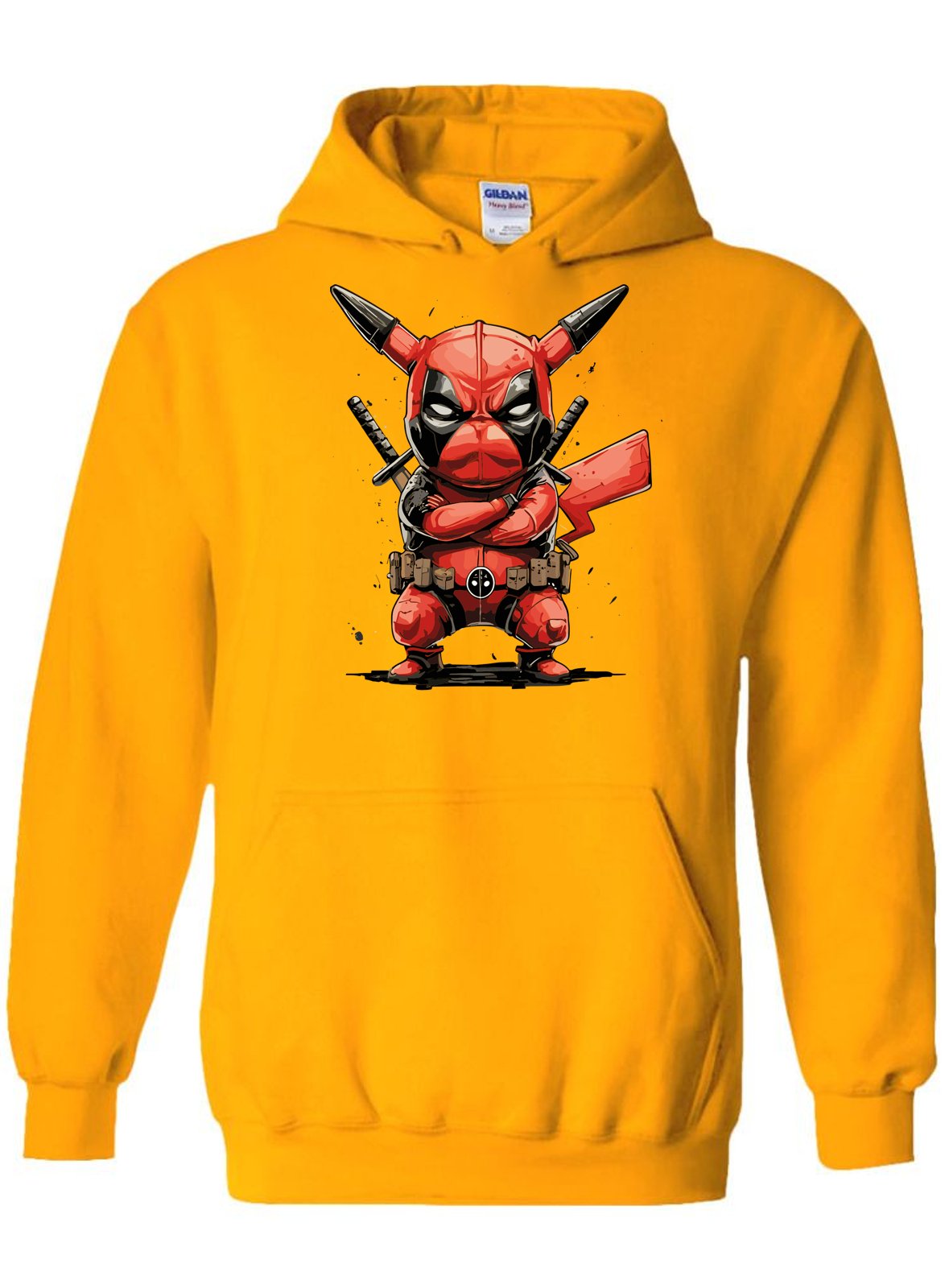 Pikachu Inspired as Deadpool Gold Graphic Hoodie Limited Edition