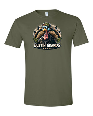 Bustin' Beards Military Green Tee - 