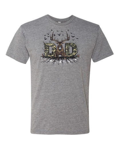 Deer Dad Triblend Heather Graphic Tee | Unique Father Ideas - 