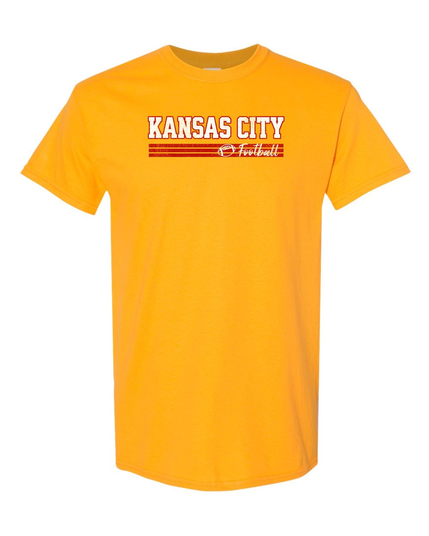 Kansas City Football Stripes Gold Tee - 