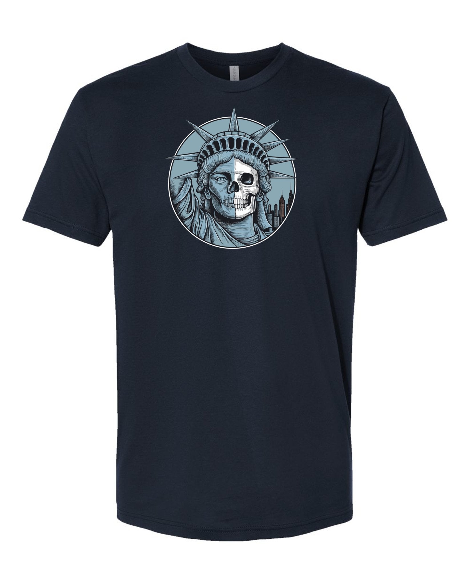 Midnight Navy Statue of Liberty Skeleton Graphic Tee | Streetwear -