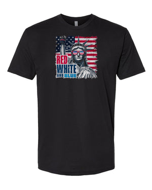 Patriotic Statue of Liberty | USA Flag Tee | Red, White & Blue Graphic Tee -