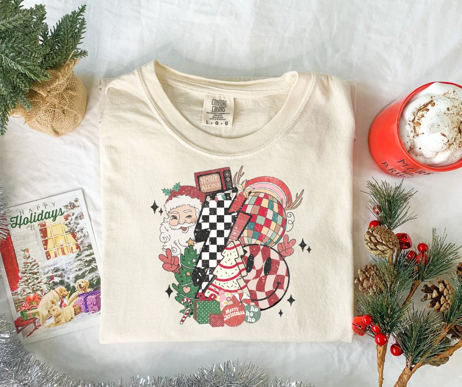 Retro Christmas Graphic Tee - 