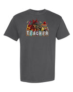 Teacher Leopard Block Letters Pepper Tee - 