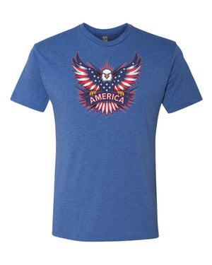 Vintage American Eagle Graphic Tee: Retro Vibes on Royal Blue Triblend -