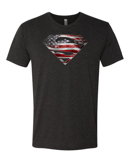 Vintage Black Distressed Super Patriot T - Shirt - Retro Triblend Tee - 