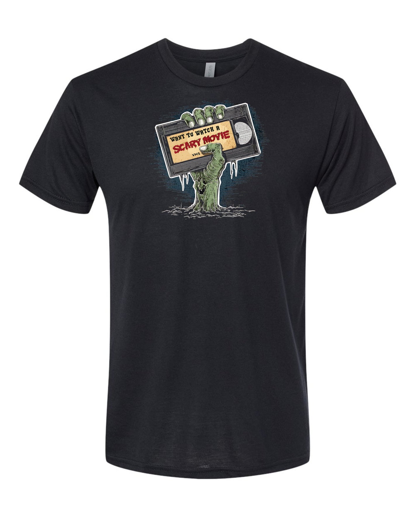 Want to Watch a Scary Movie? Zombie VHS Graphic Tee | Creepy T-Shirt -