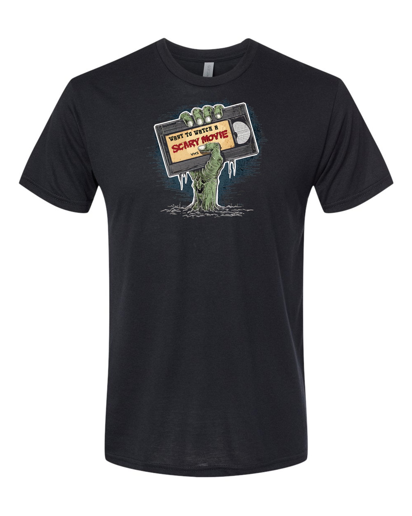 Want to Watch a Scary Movie? Zombie VHS Graphic Tee | Creepy T-Shirt -