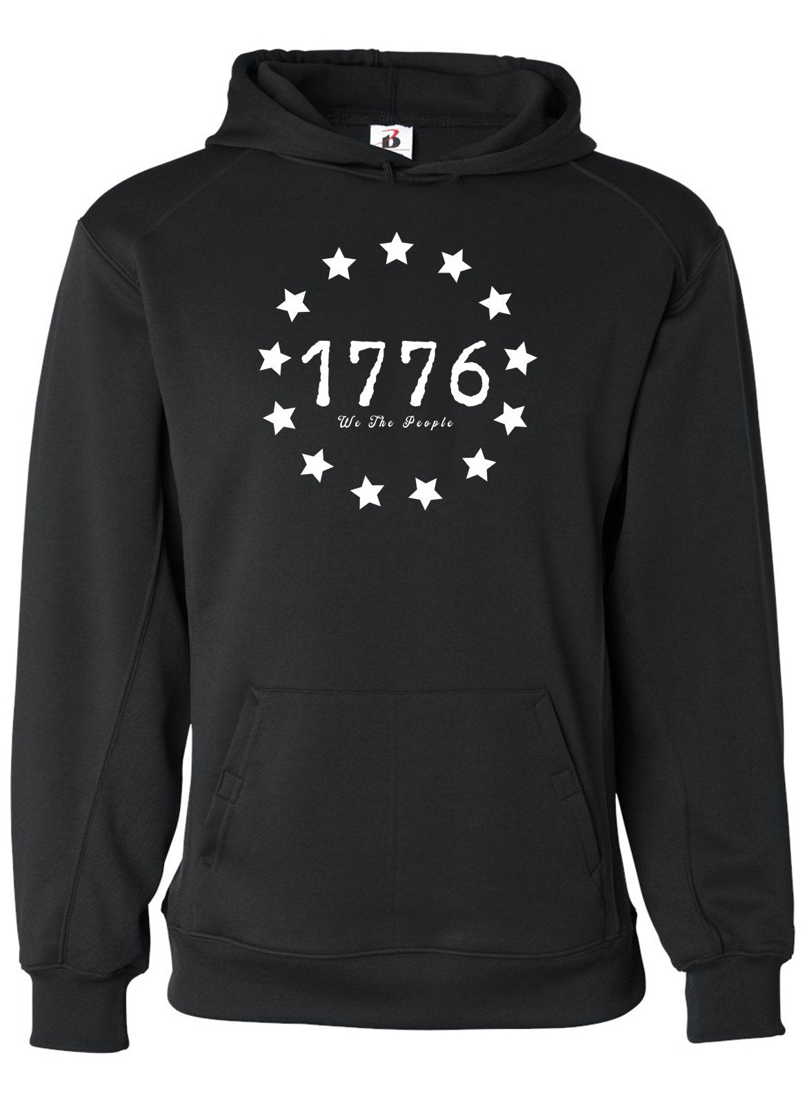 A black hoodie with 13 stars around 1775 with the words we the people.